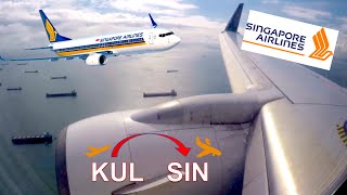 🌏✈️ Full Wingview Flight on Singapore Airlines Boeing 737-800 - KL to Changi Sky Odyssey! 🇸🇬🛫