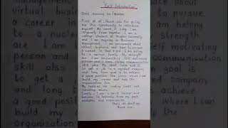 SELF INTRODUCTION/ how to write self introduction #shorts