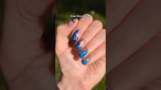 Ocean Waves Nail Art Tutorial 🌊 #nailpolish #diynails #nailart #summernails #shorts #bluenails