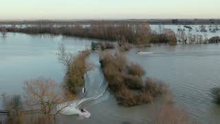 Jet Skiers using the A1101 Welney on the Norfolk / Cambridgeshire border after flooding.