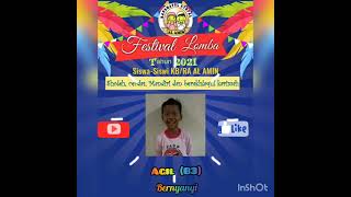 Festival Lomba |Online| 2021-Lomba Kreasi- Bernyanyi- Agil (B3)- KB/RA AL AMIN KRA