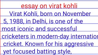 essay on virat kohli in english|virat kohli essay in english