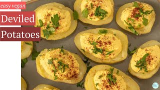 Easy Vegan Deviled Potatoes (vegan deviled eggs!)