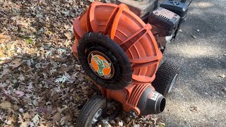 Clean up fall leaves and driveway easy | Billy Goat Leaf Blower walk behind | F902S