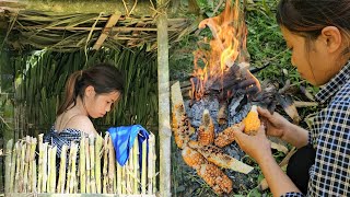 The way the young girl made a bed out of bamboo and only ate grilled corn when hungry.