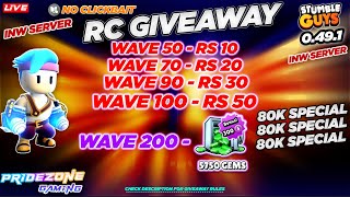 🟢INW Wave RC & 5750 GEMS 🤑Special Giveaway | Thanks for 80K Subs #stumbleguyslive #stumbleguys