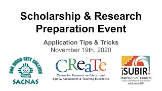 Scholarship & Research Application Preparation Series: Application Tips and Tricks (Day 1)