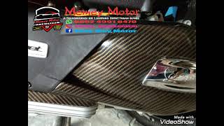 Vespa aplikasi stiker karbon gold &  deleted crome matterial..