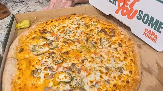 New! Pappa John's CHEESY BURGER PIZZA Review #shorts #viral #viralvideos #trending #foodreview #1m