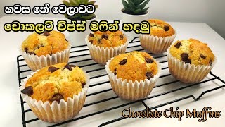 තේ වෙලාවට කන්න මෆින් හදමු | Chocolate Chip Muffins Sinhala | චොකලට් චිප් මෆින් හදමු | Muffins