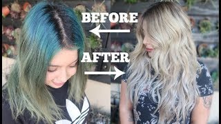 BLUE TO ASHY BLONDE HAIR COLOR TRANSFORMATION!