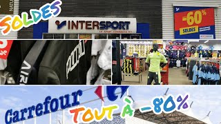 Soldes/haul intersport 👍 Soldes carrefour le 11 février 2021 tout à -80%😱😱😱  واش هذا رخا ولا دوخة