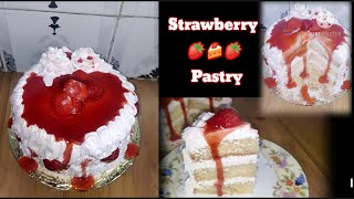 Strawberry Pastry Cake 🍰 Bakery Style Tasty & Sponge Quick Recipe by #Tasmiyaskitchen