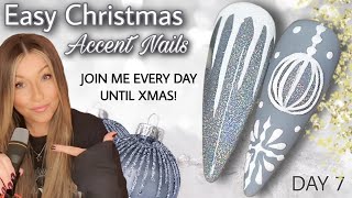 🥶 Easy Christmas Nail Art Design | Glitter Bauble Icicle Nails | Grey Holo Snowflake Cat Eye