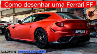 🔴 Como desenhar um carro Ferrari FF (Passo a passo em tempo real)