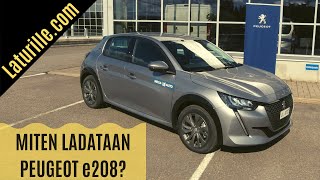 Peugeot e208 lataaminen ja 100kW latauskäyrä