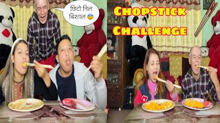 Having a food with chopsticks 🥢 challenge with family