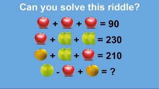 Yellow, Green And Red Apple Picture equation Riddle | Whatsapp Facebook Puzzle And Answer