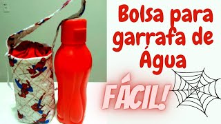 Diy /como fazer bolsa para garrafa de água/porta garrafa de água feita de tecido #costuracriativa  .