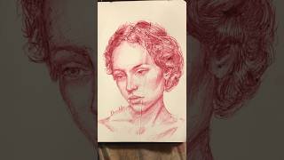 Red ballpoint pen portrait drawing #art #fyp