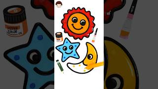 Coloring Sun, moon, star characters with Jelly for Kids, Toddlers | Foam clay #shorts #drawing