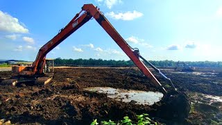 Excavator Long Arm‼️Timbun Kolam Tanah Gambut