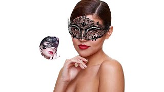 Masquerade Mask for Women Shiny Rhinestone Venetian Party Prom Ball Metal Mask