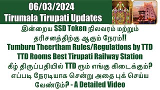 Tirumala Tirupati-SSD Token(06/03/2024)Status & Darshan Time|TTD Rooms Near Tirupati Railway Station