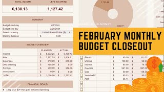 February Monthly Budget Closeout