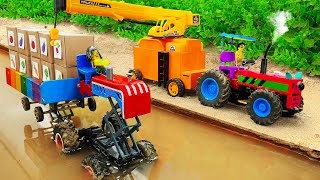 Diy mini tractor project crane pulling containers  | Diy tractor