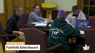 Fairfield Town Selectboard | 11/12/2024