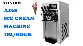 Three Flavors Stainless Steel Commercial Table Top Soft Ice Cream Machine for Business A168