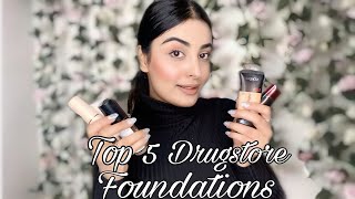 MY TOP 5 DRUGSTORE FOUNDATIONS 2021 | FOR ALL SKIN TYPE!!! | JASLEENXBEAUTY