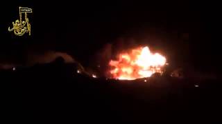 Syria   Assad's Last Tank at Youth Camp Burns in the Night as Rebels Overrun Base 5 22 13 Idlib   Ko