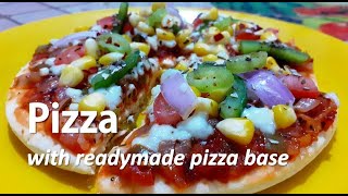 Pizza Recipe – Instant Pizza Recipe with Readymade Pizza Base – Pan Pizza without Oven