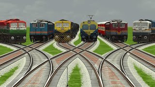 6 TRAIN RAILWAY CROSSING | TRAIN ANIMATION | RAILROAD TRACKS | fumikiri train | Railroad Crossing #1