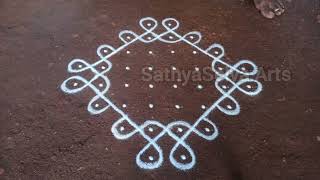 8 x 2 dots sikku kolam | easy beautiful kambi kolam | SathyaSelva Arts