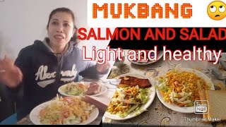 MUKBANG (SALMON AND SALAD) Light and healthy