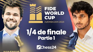 Magnus Carlsen et les jeunes indiens 1/4 de finale de la Coupe du Monde FIDE 2023 | Partie 1