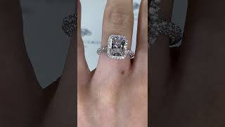 2.7ct Radiant Diamond 2 Row Engagement Ring - "Victoria"