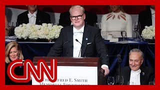 Comedian Jim Gaffigan takes aim at Donald Trump and Kamala Harris at Al Smith dinner