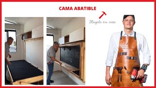 Cama abatible elaborada con materiales de @madepatula_oficia