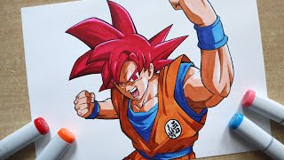 How to Draw Goku SSJ God + JOIN MY DISCORD SERVER!!