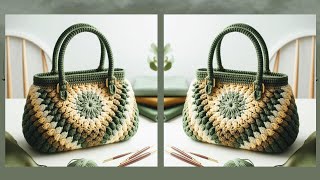 SUPER AMAZING CROCHET HANDBAG IDEAS WITH GREEN & GOLD COLOR COMBINATION - Crochet Ideas