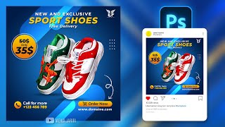 تصميم سوشيال ميديا احترافي في الفوتوشوب | Sport Shoes Social Media Post Design in Photoshop