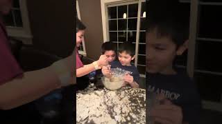 Brothers fighting over bread making