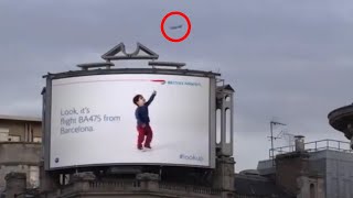 Billboard With Kid Always Points At Landing Planes And Gives Information About The Flight