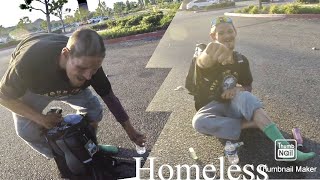 Homeless Boy Has No Shoes With Special  Hairstyles. surprise food in  backspace .Acts Of Kindness