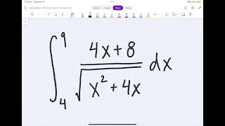 Integral of (4x+8)/sqrt(x^2+4x)dx evaluated from 4 to 9