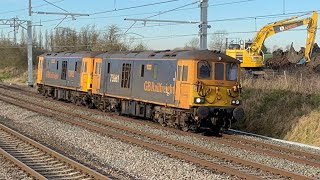 Class 73s pass Kilby Bridge 805006 pass Narborough 17/1/2024